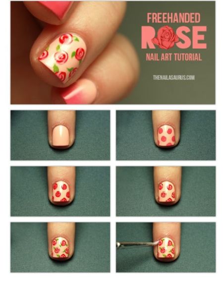 tutorial de unhas decoradas de rosa